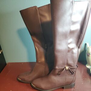 Nanette Lepore Margaux Knee High Chocolate Leather Riding Boots Shoes Size 6 NWO